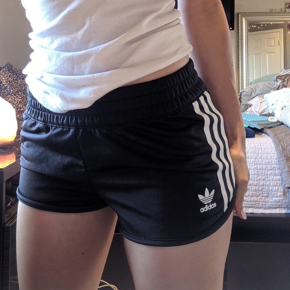 Adidas originals black three stripe shorts asos